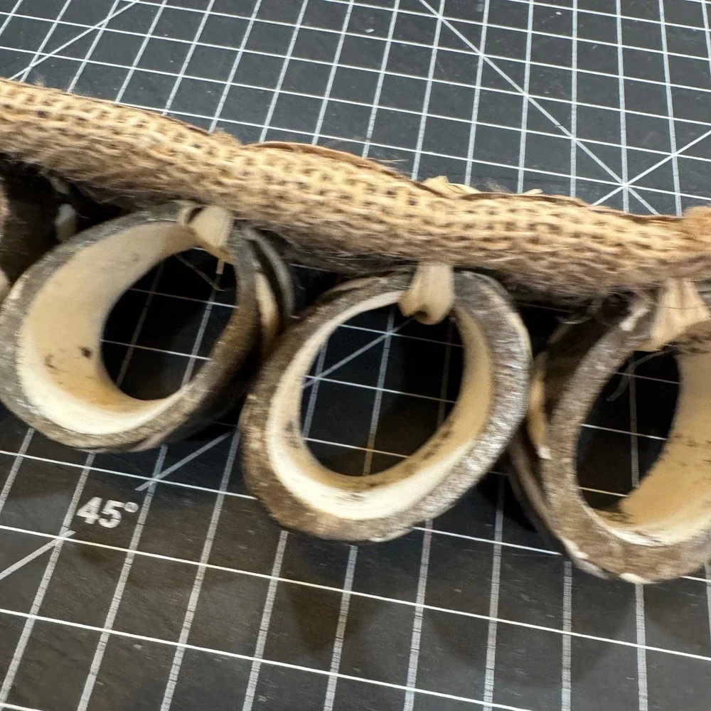 Recycle‎ Zanzibar Hand Carved Bone Napkin Rings Set of 6 Black White Geometric